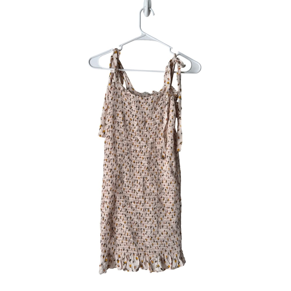 Intimately Free People Pink Floral Smocked Tie Strap Mini Dress OB1087075 Medium